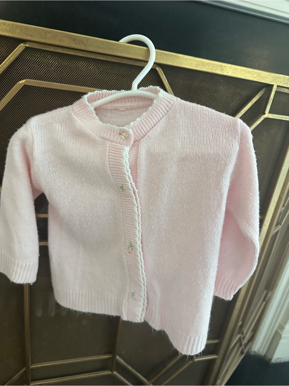Vintage Baby girl, light pink, rosebud sweater, 12-18 months